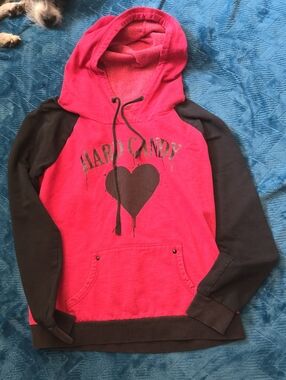 Hard Candy Pink and Black Heart Pullover Hoodie